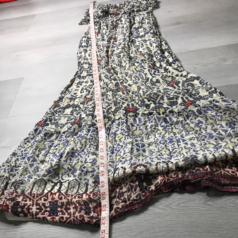 JOIE IVORY NAVY 100% SILK MAXI DRESS FLORAL RESORT WOMENS SMALL - Picture 3 of 9